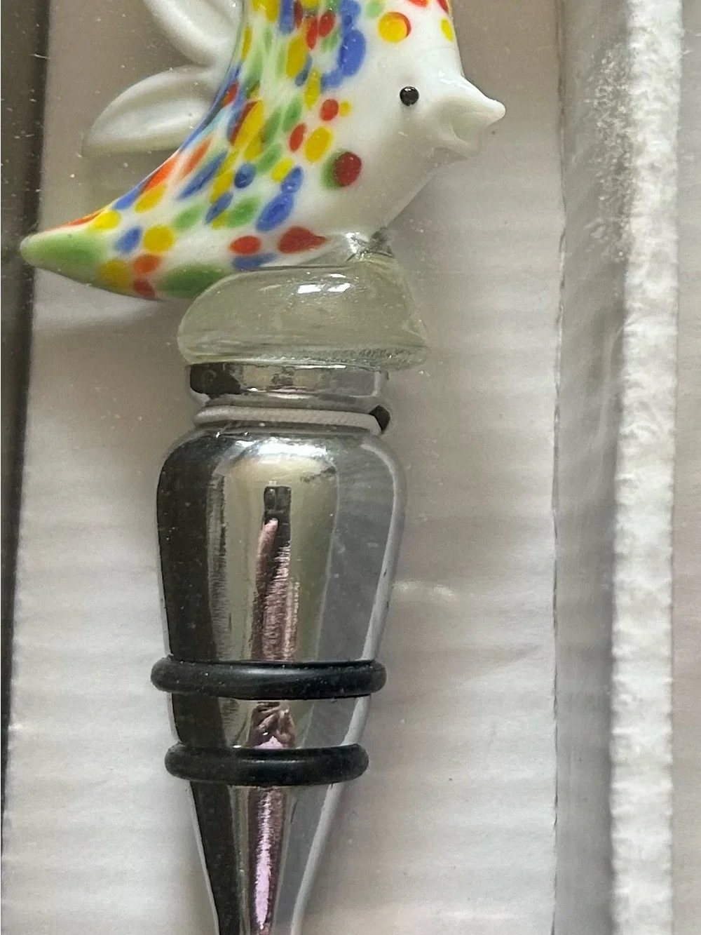 Glass Fish Wine Accessory Set - NIB